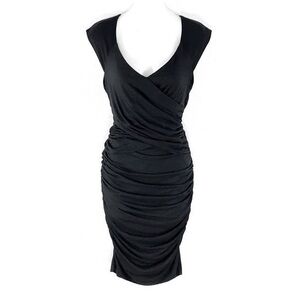 Julie Dillon black faux wrap slinky dress D6